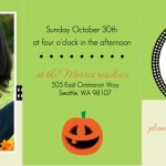 Green And Black 1st Halloween Birthday Party Invitation_back