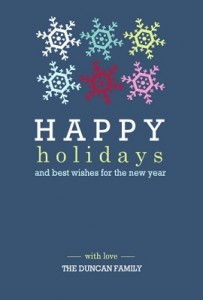 Happy Holidays Snowflakes On Blue Holiday Card