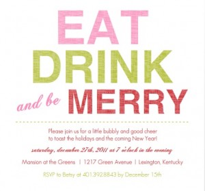 Festive Eat Drink Be Merry Holiday Party Invitation