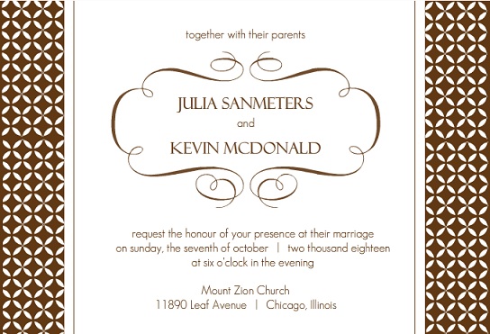 Brown Formal Pattern Wedding Invite Brown Formal Pattern Wedding Invite