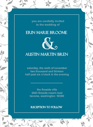 Floral Teal Wedding Invite Floral Teal Wedding Invite