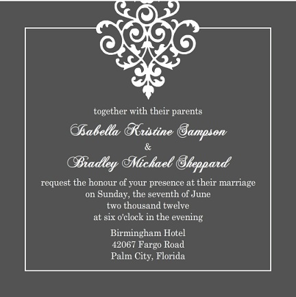 Gray and Elegant White Flourish Wedding Invitation Gray and Elegant White Flourish Wedding Invitation