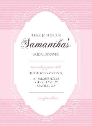 Pink Vintage Mirror Bridal Shower Invitation