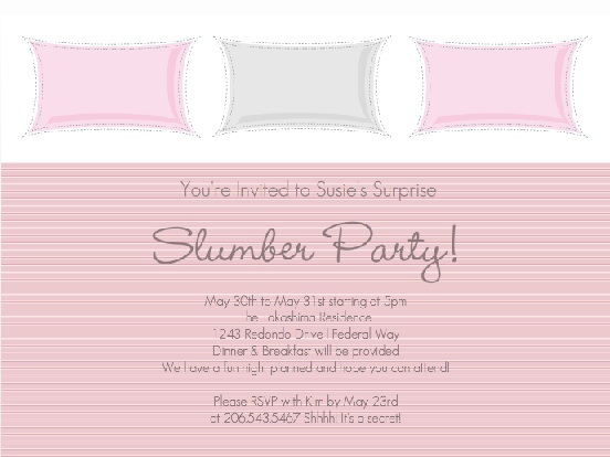 Purple Pillows Pajama Party Invitation