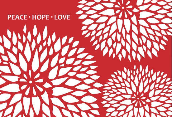 Red And White Holiday Flower Bursts Holiday Card
