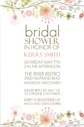 Spring Floral Border Bridal Shower Invitation