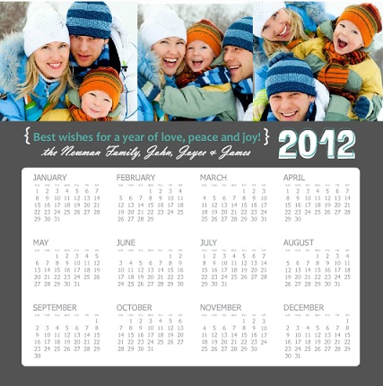 Three Photo New Years Calendar