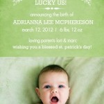 Irish Luck Birth Announcement