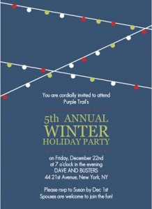 Holiday Lights Blue Corporate Party Invitation printable christmas game