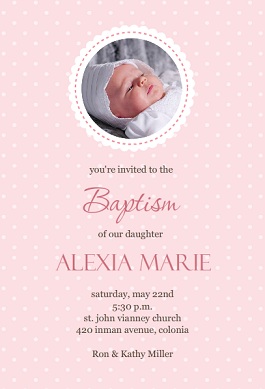 Pink Polka Dot Baptism Invitation wording