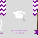 Purple And Gray Chevron Pattern Graduation Annoucement