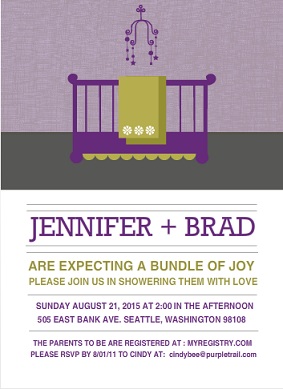 Purple Modern Nursery (Set) Girl Baby Shower Invite Purple Modern Nursery (Set) Girl Baby Shower Invite