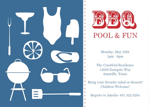 Modern Summer Icons Bbq Invitation