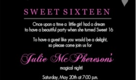 Teen Birthday Party Invitations Black And Pink Flourish Sweet 16 Teen Birthday Party Invitation wording