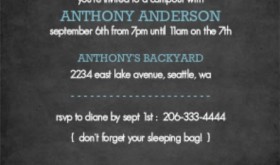 Slumber Party Invitations From PurpleTrail Black Chalkboard Backyard Camp out Planning Tips Invitation