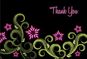 Thank You Cards From PurpleTrail Black Floral Thank You Card wording