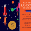 Blue And Orange Rocket Science Birthday Party Invitation