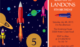 Kids Birthday Party Invitations From PurpleTrail Blue And Orange Rocket Science Birthday Party Invitation