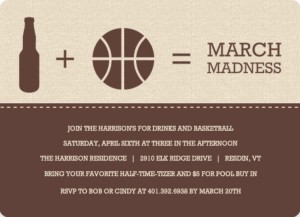 Brown Modern Beer and Ball Icons Basketball Invitation March Madness Party Ideas