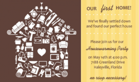 Brown and Yellow Stripe Housewarming Party Recipes Invitation