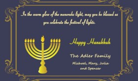 Hanukkah Invitations From PurpleTrail Classic Hanukkah Trivia Invitation blue menorah