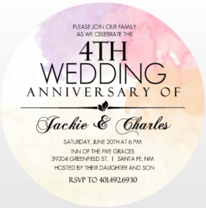 Party Invitations From PurpleTrail Colorful Watercolor 4th Anniversary Invitation Evite Alternatives