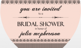 French Striped Heart Bridal Shower Game Ideas Invitation