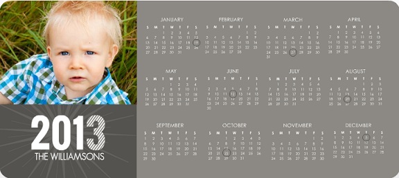 Gray 2013 Calendar New Year Card 2013 Calendar New Years Cards