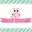 Mint Stripes And Pink Owls Girl Baby Shower Invitation