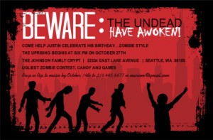 Teen Birthday Invitations From PurpleTrail Red and Black Zombie Birthday (Set) Party Invite Detective Birthday Party theme