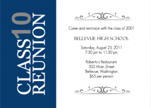 Vertical Blue Stripe High School Reunion ice breaker games Invitation