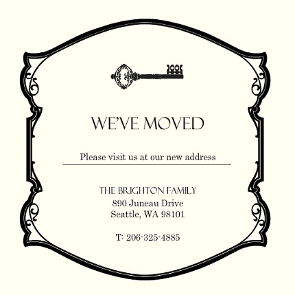 Antique Frame and Key Moving Announcement Antique Frame and Key Moving Announcement