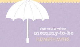 Purple and Yellow Umbrella Girls Baby Shower Invite