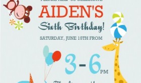 Circus Animals Birthday Party Circus Party Invitation