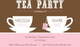 Brown Stripes Tea Cups Bridal Shower Invitation Brown Stripes Tea Cups Bridal Shower Invitation