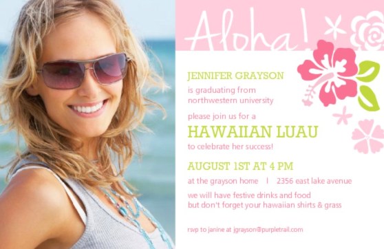 Hawaii themed graduation invitation by PurpleTrail. inspirational graduation quote