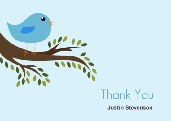 Blue thank you card by PurpleTrial. thank you card wording