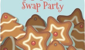 Blue Cookie Swap Holiday Party Invitation by PurpleTrail.com.