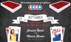 Poker Table Las Vegas Wedding Invitation by WeddingPaperie.com.