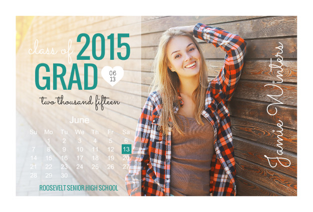 Bold Typography Calendar Graduation Announcement by PurpleTrail.com. Graduation Card Ideas, Sayings: Funny, Cute, Creative