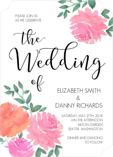 peonies wedding invitation