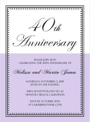 vintage 40th anniversary invitations