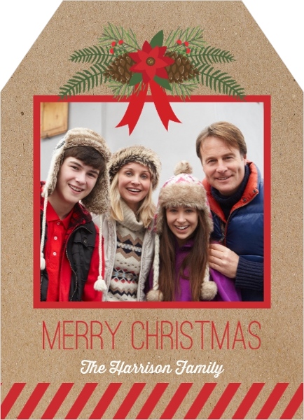 Kraft Pinecone Christmas Tag Photo Card