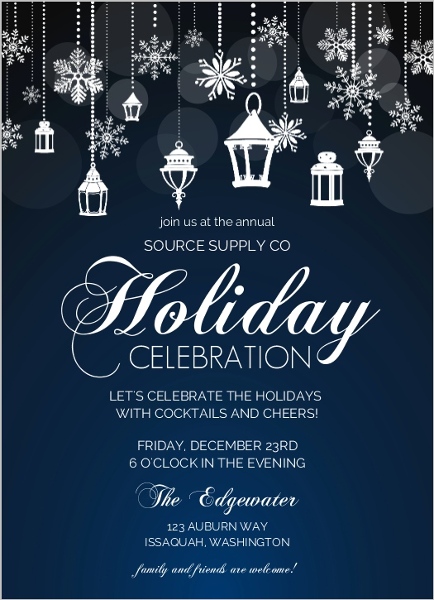 snowflake lantern holiday business party invitatio_76263_106874_1_large