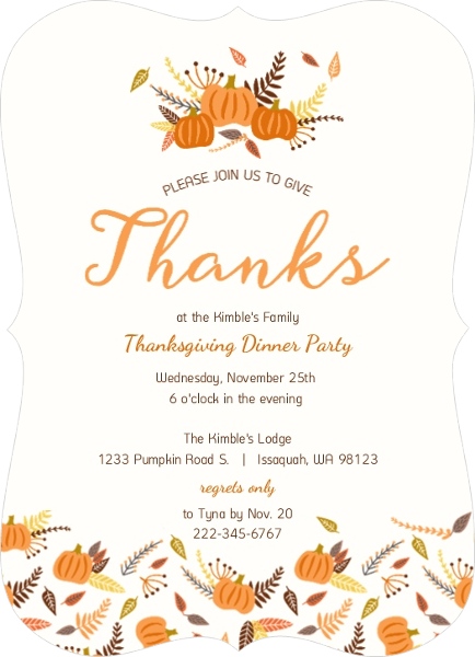 Thanksgiving Invitation Wording From PurpleTrail