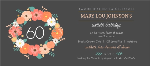 gray floral monogram 60th birthday invitaton_2863_1_large