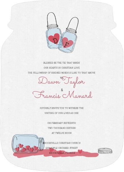 Rustic Love Jar Wedding Invitation by WeddingPaperie.com. Postcard Wedding Invitations invitation Wording Ideas: Vintage, Beach, Rustic, Vegas