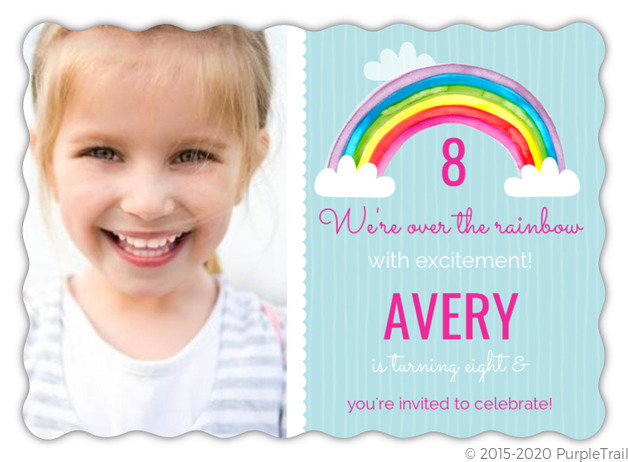 Bright Watercolor Rainbow Birthday Party Invitation by PurpleTrail.com.